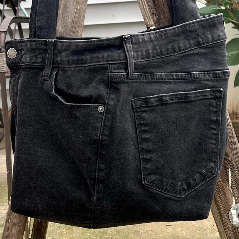 Upcycled black denim tote bag
